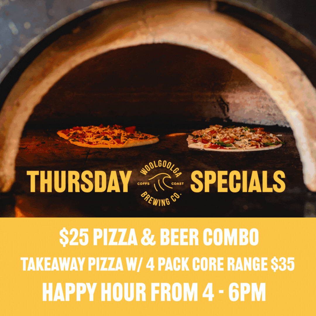 Thursday Specials - Pizza and Beer Combo $25, Happy Hour and Takeaway Deal